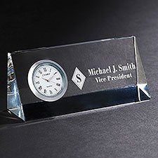 Engraved Office Crystal Desk Clock - 41940