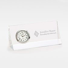 Engraved Executive Employee Recognition Crystal Desk Clock - 41941