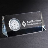 Engraved Executive Employee Recognition Crystal Desk Clock - 41941