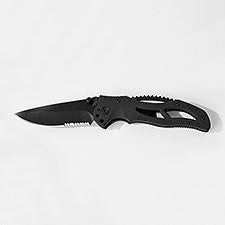 Engraved Matte Black Stealth Pocket Knife - 41980