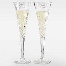 Etched Anniversary Reed and Barton Crystal Champagne Flute Set - 41988