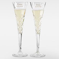 Etched Engagement Reed and Barton Crystal Champagne Flute Set - 41989