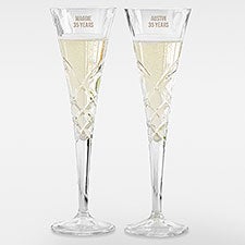 Etched Anniversary Message Reed and Barton Crystal Champagne Flute Set - 41995