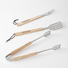 Engraved BBQ 3 Piece Wood Set  - 42008