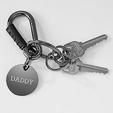Engraved Gunmetal and Leather Clip Keychain for Dad - 42021