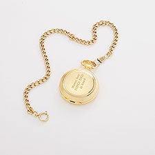 Engraved for Dad- Brushed Gold Skeleton Pocket Watch and Box - 42041