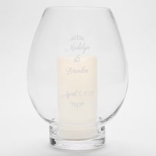 Engraved Glass Wedding Hurricane Candle Holder - 42046