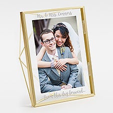 Engraved Gold Prisma Wedding Photo Frame - 42092