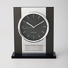 Engraved Black and Silver Birthday Tabletop Clock - 42133