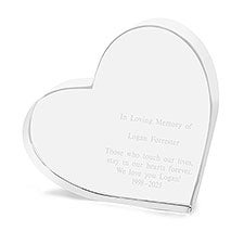 Engraved Crystal Memorial Heart Keepsake - 42140