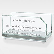 Engraved Message Glass Business Card Holder For Coworker - 42157