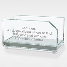 Engraved Message Glass Business Card Holder For Boss - 42159