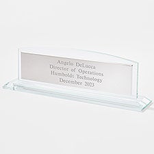 Engraved New Employee Glass and Steel Name Plate - 42167