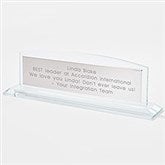 Engraved Recognition Glass and Steel Tabletop Name Plate - 42168