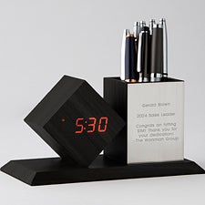 Engraved Recognition Digital Desk Clock and Organizer Award - 42181