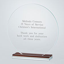 Engraved Retiree Round Glass and Wood Award   - 42194