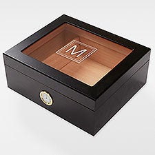 Engraved Black Cigar Humidor 50 Count For Him - 42213
