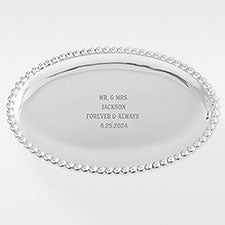 Personalized Mariposa® String of Pearls Wedding Oval Serving Tray - 42252