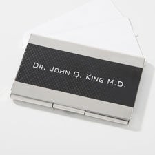 Engraved Black and Silver Business Card Case for Graduate - 42253