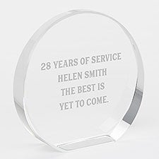 Engraved Retirement Message Round Crystal Award - 42270