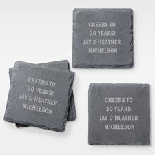 Engraved Anniversary Message Slate Coaster Set of 4 - 42323