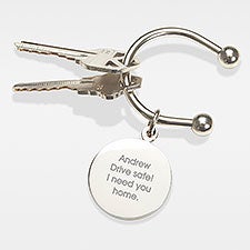Engraved Silver Keychain For Him - 42328