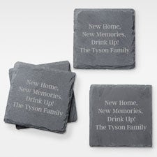 Engraved Housewarming Message Slate Coaster Set of 4 - 42330