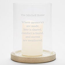 Personalized Glass Hurricane Candle Holder with Whitewashed Wood Base - 42353