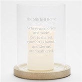 Personalized Glass Hurricane Candle Holder with Whitewashed Wood Base - 42353