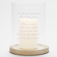Personalized Memorial Hurricane Candle Holder with Whitewashed Wood Base - 42354
