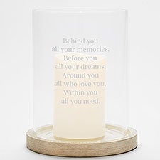 Personalized Hurricane Candle Holder with Wood Base For Her - 42357