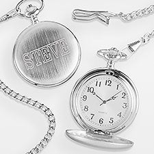 Engraved Silver Pocket Watch For Him - 42371