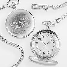 Dad Engraved Silver Pocket Watch  - 42372