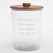 Etched Housewarming Glass Ice Bucket with Acacia Lid - 42382