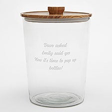 Etched Engagement Glass Ice Bucket with Acacia Lid - 42383
