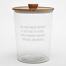 Etched Glass Ice Bucket with Acacia Lid for Her - 42384