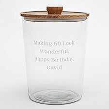 Etched Birthday Glass Ice Bucket with Acacia Lid - 42386