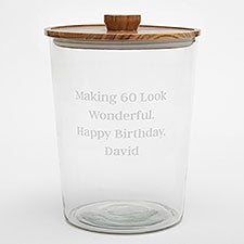 Etched Birthday Glass Ice Bucket with Acacia Lid - 42386