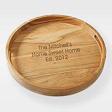 Engraved Housewarming Acacia Wood Round Serving Tray - 42387