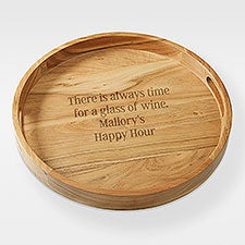 Engraved Acacia Wood Round Serving Tray for Her - 42389