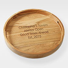 Engraved Acacia Wood Round Serving Tray for Him - 42390