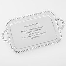 Mariposa String of Pearls Engraved Housewarming Message Handled Serving Tray - 42404