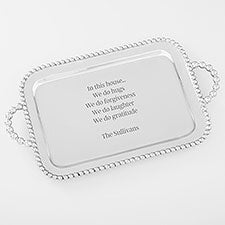 Mariposa String of Pearls Engraved Family Message Handled Serving Tray - 42407