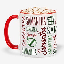 Holiday Repeating Name Personalized Coffee Mug - 42470