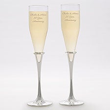 Lenox Devotion Engraved Anniversary Message Champagne Flute Set - 42526