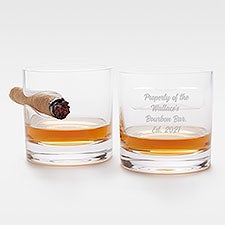 Etched Housewarming Message Cigar Glasses Set of 2 - 42540