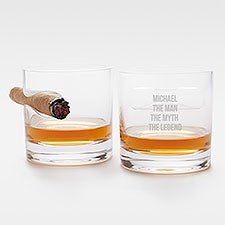 Etched Message Cigar Glasses Set of 2 for Him - 42542