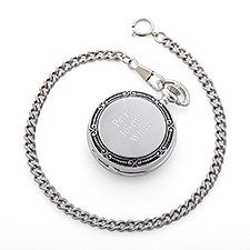 Engraved Silver Photo Memento Pocket Watch and Box   - 42598