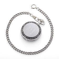 Engraved Romantic Silver Photo Pocket Watch and Box - 42601