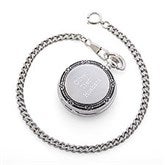 Engraved Romantic Silver Photo Pocket Watch and Box - 42601